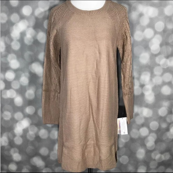 NWT LuLaRoe Lauren Sweater Dress Taupe Size Small - Picture 1 of 5
